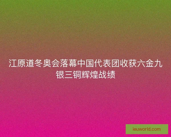江原道冬奥会落幕中国代表团收获六金九银三铜辉煌战绩