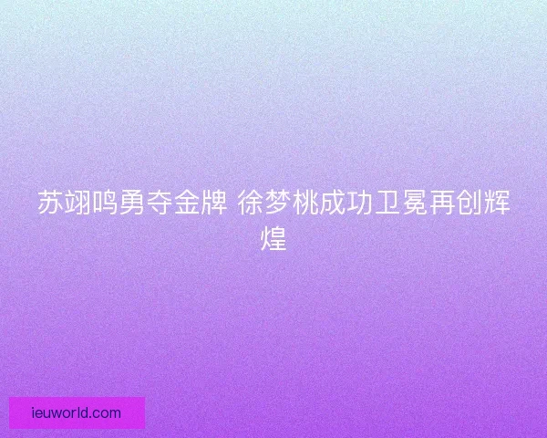 苏翊鸣勇夺金牌 徐梦桃成功卫冕再创辉煌