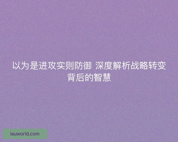 以为是进攻实则防御 深度解析战略转变背后的智慧